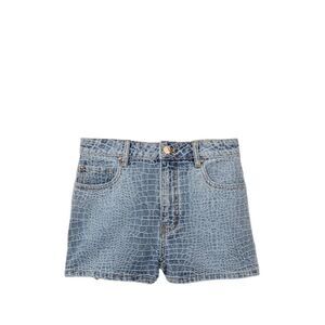 Self-Portrait Women Croc Effect Denim Shorts